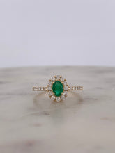 Load image into Gallery viewer, Emerald Halo Diamond Ring
