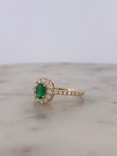 Load image into Gallery viewer, Emerald Halo Diamond Ring
