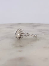Load image into Gallery viewer, Oval Halo with Baguette Sides Engagement

