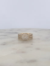 Load image into Gallery viewer, 3 Row Round Double Halo Engagement Ring
