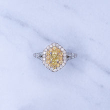Load image into Gallery viewer, Oval Yellow Double Halo Ring
