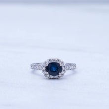 Load image into Gallery viewer, Sideways Sapphire Oval Ring

